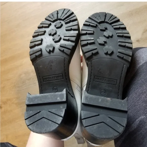 Marc fisher white leather heeled combat boots - Picture 3 of 7